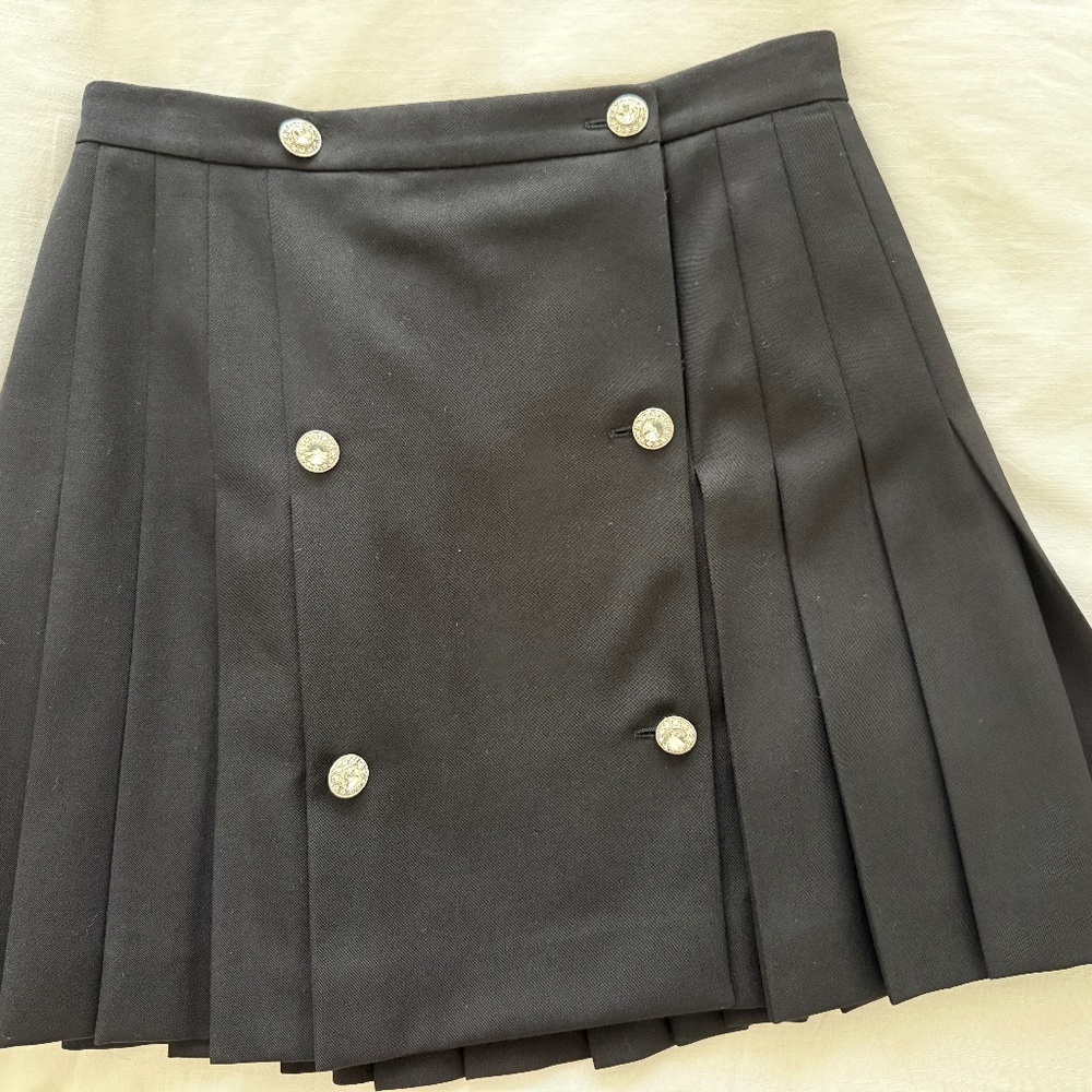 ALESSANDRA RICH Black wool pleated skirt